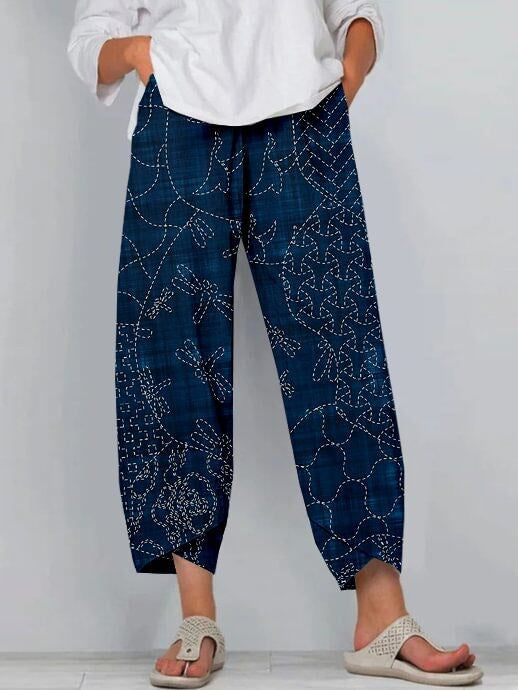 3D-printed Fashion-forward Capri Wide-leg Pants