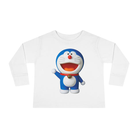 Doraemon Toddler Long Sleeve Tee — Cute Blue Cat Robot Shirt for Kids