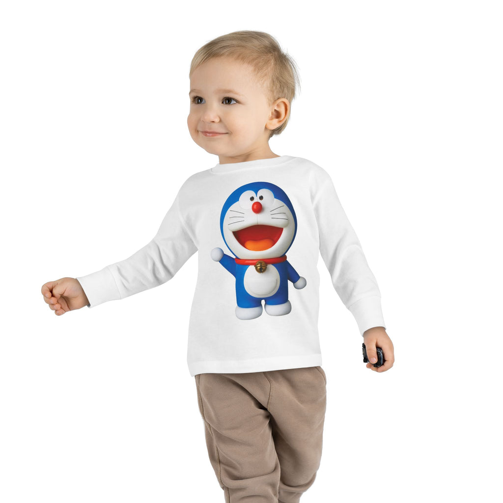Doraemon Toddler Long Sleeve Tee — Cute Blue Cat Robot Shirt for Kids