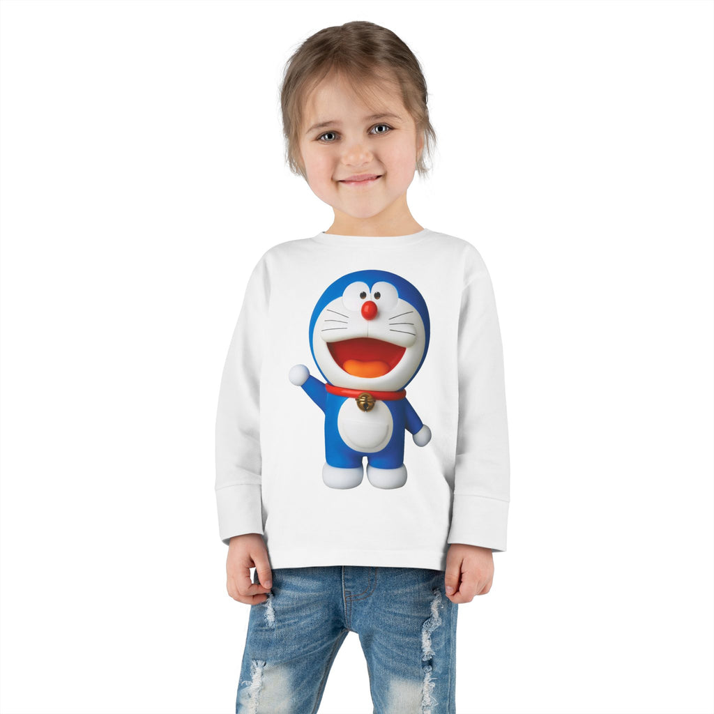 Doraemon Toddler Long Sleeve Tee — Cute Blue Cat Robot Shirt for Kids