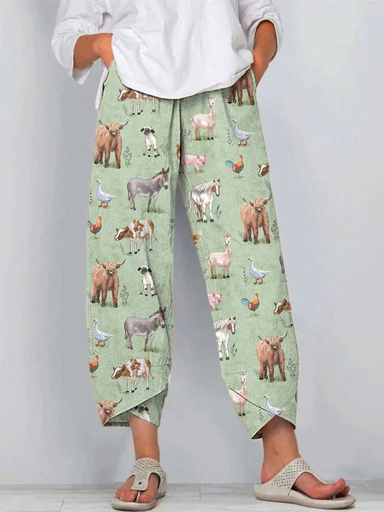 3D-printed Fashion-forward Capri Wide-leg Pants