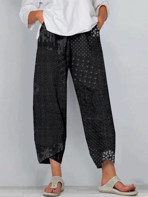 3D-printed Fashion-forward Capri Wide-leg Pants