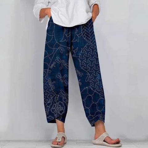 3D-printed Fashion-forward Capri Wide-leg Pants